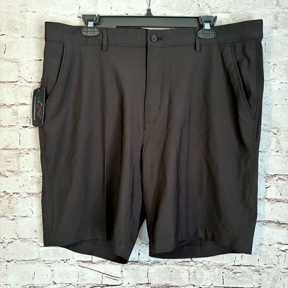 Greg Norman Golf Shorts 8.5” Black Flat Front Elastic Waist Mens Size 38